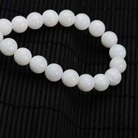 Riesenmuscheln Perlen, Riesenmuschel, rund, natürlich, weiß, 6mm, Bohrung:ca. 1mm, ca. 65PCs/Strang, verkauft per ca. 15.5 ZollInch Strang