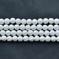 Riesenmuscheln Perlen, Riesenmuschel, rund, natürlich, verschiedene Größen vorhanden & Twist, weiß, Bohrung:ca. 1mm, verkauft per ca. 15.5 ZollInch Strang
