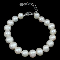 Freshwater Cultured Pearl Bracelet Freshwater Pearl brass lobster clasp with 4cm extender chain Potato natural white 9-10mm Sold Per Approx 7.5 Inch Strand