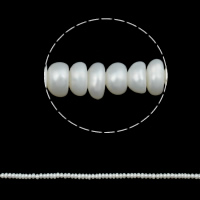 Pulsante coltivate in acqua dolce Perla, perla d'acquadolce coltivata naturalmente, Bottone, naturale, bianco, 3-3.5mm, Foro:Appross. 0.8mm, Venduto per Appross. 15.5 pollice filo