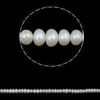 Pulsante coltivate in acqua dolce Perla, perla d'acquadolce coltivata naturalmente, Bottone, naturale, bianco, 5-6mm, Foro:Appross. 0.8mm, Venduto per Appross. 15 pollice filo