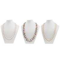 Collar largo de perlas de agua dulce natural, Perlas cultivadas de agua dulce, Patata, más colores para la opción, 9-10mm, 6-7mm, Vendido para aproximado 45.5 Inch Sarta