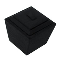 Baumwollsamt Ringständer, mit Holz, schwarz, 60x60x55mm, 10PCs/Menge, verkauft von Menge