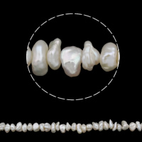 Keishi kultivované sladkovodní perle, Sladkovodní Pearl, přírodní, bílý, 7-8mm, Otvor:Cca 0.8mm, Prodáno za Cca 15.5 inch Strand