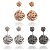 Double Faced Stud Earring Zinc Alloy stainless steel post pin Round plated nickel lead & cadmium free Sold By Pair