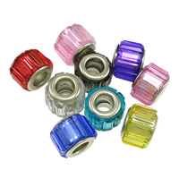 Ακρυλικό Πανδώρα Χάντρες, Στήλη, χρώμα επιπλατινωμένα, διπλού πυρήνα από κράμα ψευδάργυρου, χωρίς troll, περισσότερα χρώματα για την επιλογή, νικέλιο, μόλυβδο και κάδμιο ελεύθεροι, 11x9mm, Τρύπα:Περίπου 5mm, 100PCs/Παρτίδα, Sold Με Παρτίδα