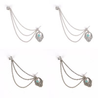 Fashion Earring Cuff and Wraps Zinc Alloy with Turquoise stainless steel post pin plated nickel lead & cadmium free Sold By Bag