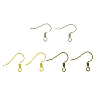 Brass Hook slangetje, Messing, plated, met lus, meer kleuren voor de keuze, lood en cadmium vrij, 15x17x0.50mm, Gat:Ca 2mm, 6000pC's/Bag, Verkocht door Bag