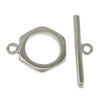 Brass Toggle Clasp Hexagon platinum color plated single-strand nickel lead & cadmium free  Approx 2mm Sold By Lot