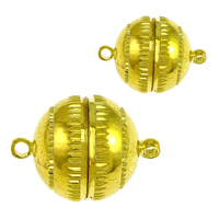 Brass Magnetic Clasp Round gold color plated flower cut & single-strand nickel lead & cadmium free Sold By Lot