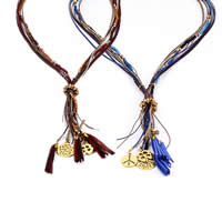 Zinklegierung Pullover Halskette, mit Wollschnur & Kristall, goldfarben plattiert, Bohemian-Stil & facettierte, keine, frei von Nickel, Blei & Kadmium, 31mm, verkauft per ca. 30.31 ZollInch Strang