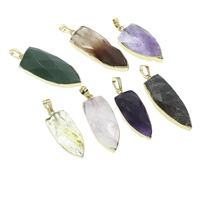 Gemstone Pendants Jewelry with iron bail gold color plated faceted & mixed - Approx Sold By Bag
