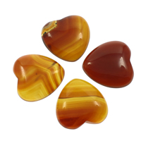 Yellow Agate Cabochon Heart flat back Sold By Bag
