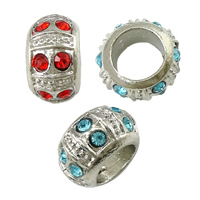 Rhinestone Zinc Alloy Beads Drum platinum color plated with rhinestone nickel lead & cadmium free Approx 7.5mm Sold By Lot