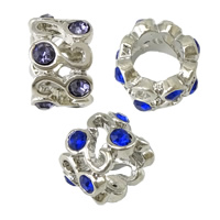 Rhinestone Zinc Alloy Beads Donut platinum color plated without troll & with rhinestone nickel lead & cadmium free Approx 6mm Sold By Lot