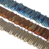 Niemagnetyczne koraliki z hematytu, Hematyt niemagnetyczny, Prostokąt, Powlekane, dostępnych więcej kolorów, 2x18x4mm, otwór:około 1mm, długość około 15.5 cal, 10nici/torba, około 158komputery/Strand, sprzedane przez torba