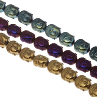 Buddhistiske perler, Ikke-magnetisk hæmatit, Buddha, forgyldt, buddhistiske smykker, flere farver til valg, 10x9x7mm, Hole:Ca. 1mm, Længde Ca. 15.5 inch, 10Strands/Bag, Ca. 39pc'er/Strand, Solgt af Bag