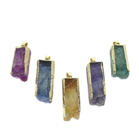 Natural Agate Druzy Pendant Ice Quartz Agate with iron bail Rectangle gold color plated druzy style 12-35mm Approx Sold By Bag