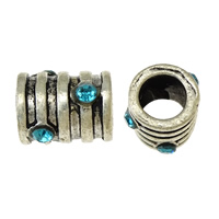 Zinc Alloy European Beads Column antique silver color plated without troll & with rhinestone nickel lead & cadmium free Approx 5mm Sold By Lot