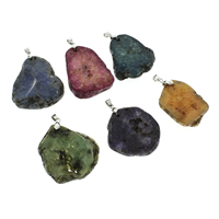 Quartz Gemstone Pendants with iron bail Nuggets silver color plated - Approx Sold By Bag