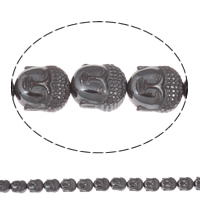 Buddhistiske perler, Ikke-magnetisk hæmatit, Buddha, buddhistiske smykker, sort, 10x9x8mm, Hole:Ca. 1mm, Længde Ca. 15.5 inch, 10Strands/Bag, Ca. 48pc'er/Strand, Solgt af Bag