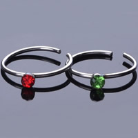 Stainless Steel Nose Piercing Jewelry with rhinestone 1.8mm 8mm  Sold By Lot