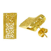 Edelstahl Ohrringe, goldfarben plattiert, hohl & Falten, 10x20x16mm, verkauft von Paar