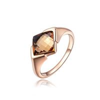 Strass vinger Ring, Zinc Alloy, Ruit, echt goud verguld, verschillende grootte voor keus & met Australië strass & gefacetteerde, nikkel, lood en cadmium vrij, 1.5x1.1cm, Verkocht door PC