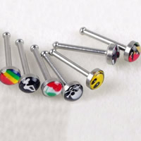 Stainless Steel Nose Piercing Jewelry mixed pattern & epoxy gel 8mm 0.6mm 3mm Sold By Box