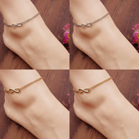 Zinc Alloy Anklet with iron chain Infinity plated twist oval chain nickel lead & cadmium free 220mm Length Approx 8.5 Inch Sold By Bag