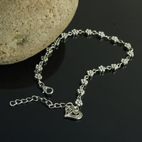 Zinc Alloy Anklet with 5cm extender chain Heart antique silver color plated nickel lead & cadmium free 220mm Length Approx 8.5 Inch Sold By Bag