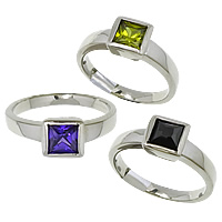Δαχτυλίδι δάχτυλο ανοξείδωτου κυβικά ζιρκονία, Από ανοξείδωτο χάλυβα, Πλατεία, με ζιργκόν & πολύπλευρη, περισσότερα χρώματα για την επιλογή, 7mm, Μέγεθος:8, Sold Με PC