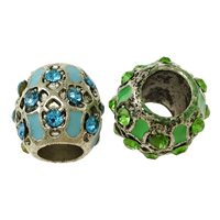 Zinc Alloy European Beads Drum silver color plated without troll & enamel & with rhinestone & blacken mixed colors nickel lead & cadmium free Approx 5mm Sold By Lot
