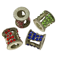 Zinc Alloy European Beads Column silver color plated without troll & with rhinestone & blacken mixed colors nickel lead & cadmium free Approx 5mm Sold By Lot