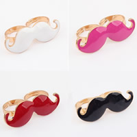 Zinc Alloy Double Finger Ring Mustache gold color plated enamel nickel lead & cadmium free US Ring Sold By PC