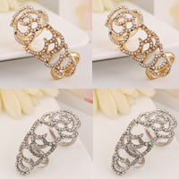 Armor Knuckle Cage Ring Zinc Alloy Flower plated with rhinestone nickel lead & cadmium free US Ring Sold By PC