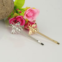 Hair Slide Zinc Alloy with iron clip Bee plated nickel lead & cadmium free 25mm 65mm Sold By Bag