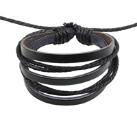 Cowhide Bracelet adjustable & multi-strand black nickel lead & cadmium free 5mm Sold Per Approx 7.4 Inch Strand