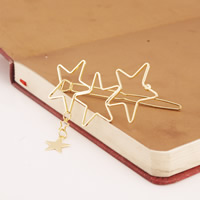 Brass Hair Clip Star gold color plated nickel lead & cadmium free 70mm Sold By Bag