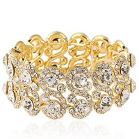 Rhinestone Bracelet Zinc Alloy with Glass gold color plated faceted & with rhinestone clear nickel lead & cadmium free 30mm Sold Per Approx 7 Inch Strand