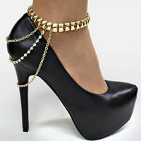 Iron Anklet with 6cm extender chain gold color plated with rhinestone nickel lead & cadmium free 240mm Sold Per Approx 9 Inch Strand