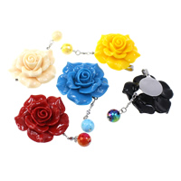 Resin Pendant Stainless Steel with Resin Flower Carved faceted 65mm Approx Sold By PC