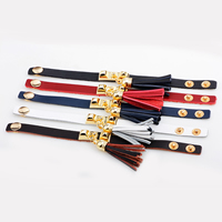 Cowhide Bracelet Zinc Alloy with Cowhide Tassel gold color plated adjustable nickel lead & cadmium free 75mm Length Approx 8.6 Inch Sold By Lot