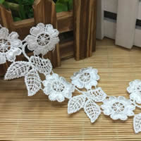 Lace Trim & Ribbon Polyester Flower white 60mm Sold By Lot