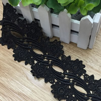 Lace Trim & Ribbon Polyester Flower black 73mm Sold By Lot