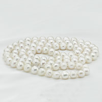 Přírodní sladkovodní perly dlouhý náhrdelník, Sladkovodní Pearl, mosaz Karabinky, Brambor, bílý, 10mm, Prodáno za Cca 39 inch Strand
