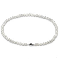 Přírodní Sladkovodní Pearl náhrdelník, mosaz box zavírací, Brambor, bílý, 6mm, Prodáno za Cca 17.5 inch Strand