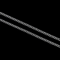Ruostumaton teräs Curb Chain, alkuperäinen väri, 2x2x1mm, 100m/erä, Myymät erä