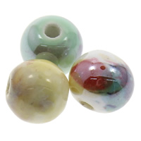 Porcelæn smykker perler, Runde, hånd tegning, flere farver til valg, 10mm, Hole:Ca. 2mm, 100pc'er/Bag, Solgt af Bag