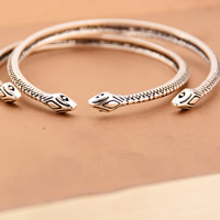 Tibetan Style Cuff Bangle, Snake, antique silver color plated, nickel, lead & cadmium free, 53mm, Inner Diameter:Approx 53mm, Length:Approx 6.5 Inch, 3PCs/Bag, Sold By Bag